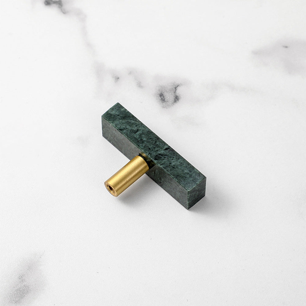 Nordic Light Luxury Marble Brass Square Cabinet Handles