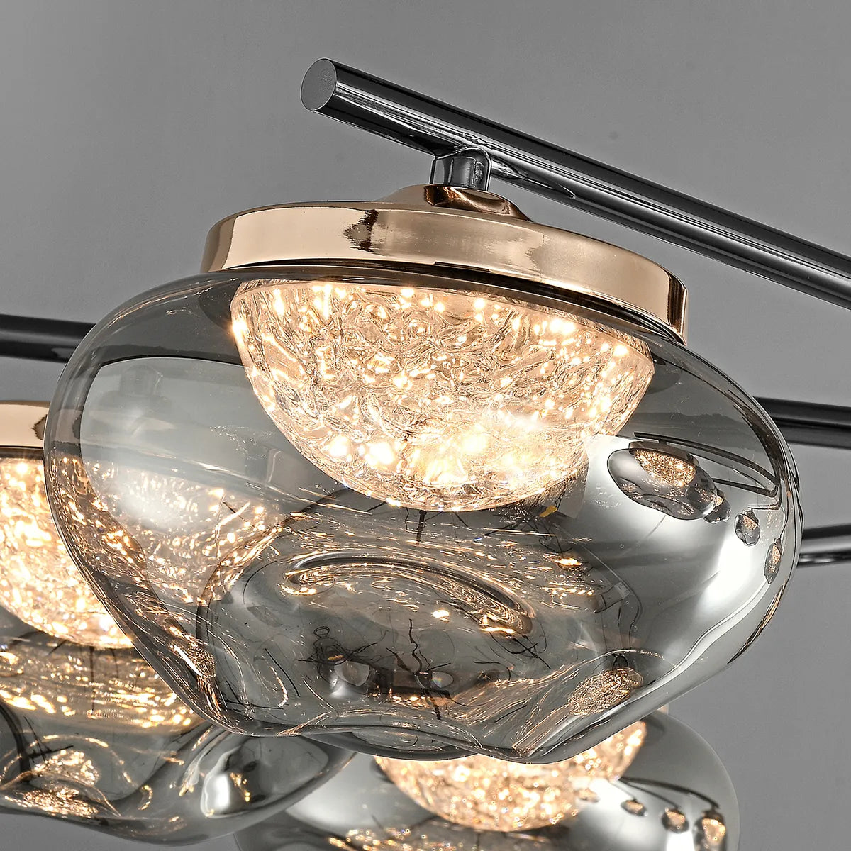 Smoked glass round pendant lamp