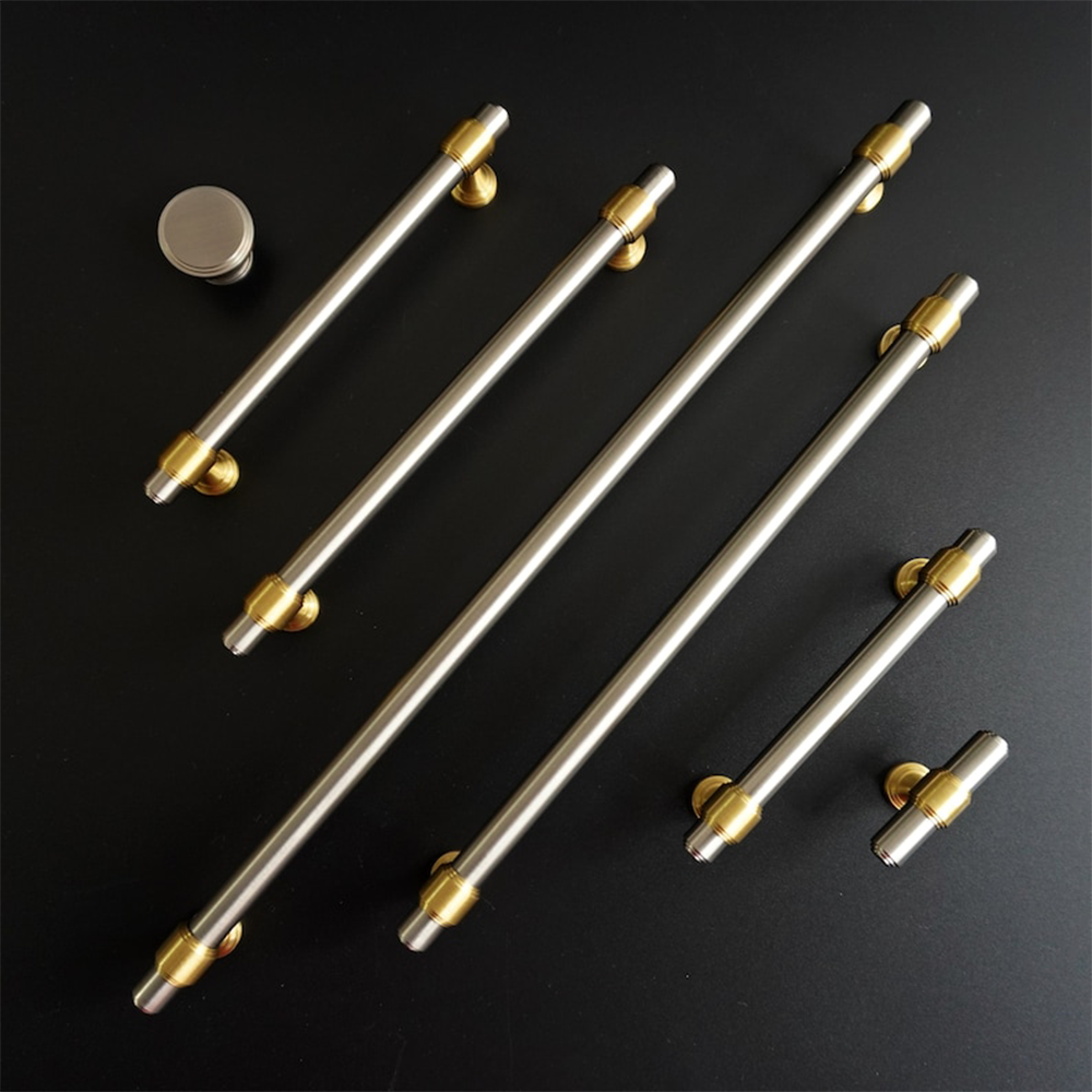 Brown & Silver Modern Brass Cabinet Drawer Handles