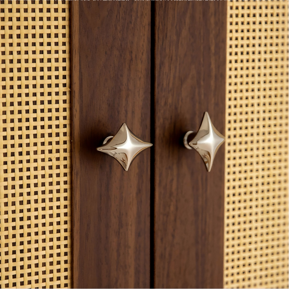 Vintage Antique Bronze Solid Brass Star Kitchen Handles & Knobs