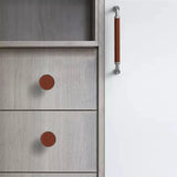 Full Grain Leather Brass Cabinet Wardrobe Pull And Knobs