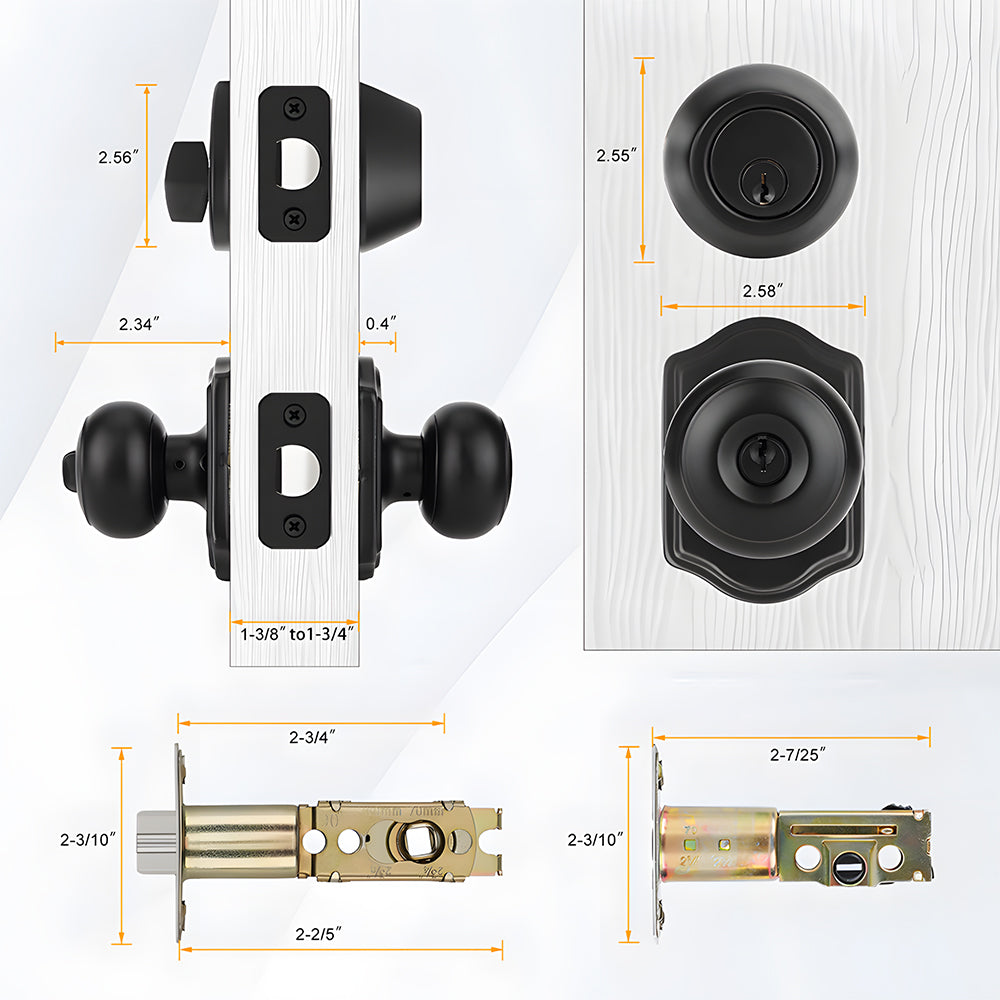 Keyed Entry Front Door Knob Set with Deadbolt