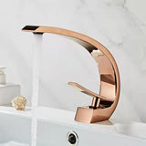 Single Handle Waterfall Arc Bathroom Sink Faucet