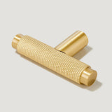 Brass Knurled T-Bar Cabinet Drawer Handles