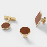 Stylish Gold Brown Leather Kitchen Cabinet Handles