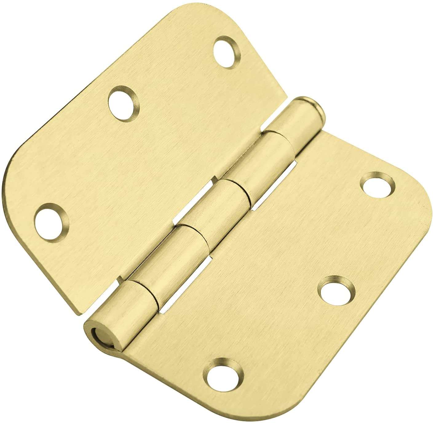 3.5 x 3.5'' Inch Satin Brass Door Hinges with 5/8'' Radius Corners