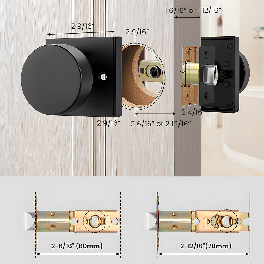 Passage Square Door Knobs for Closet Doors Hallway Dining Room