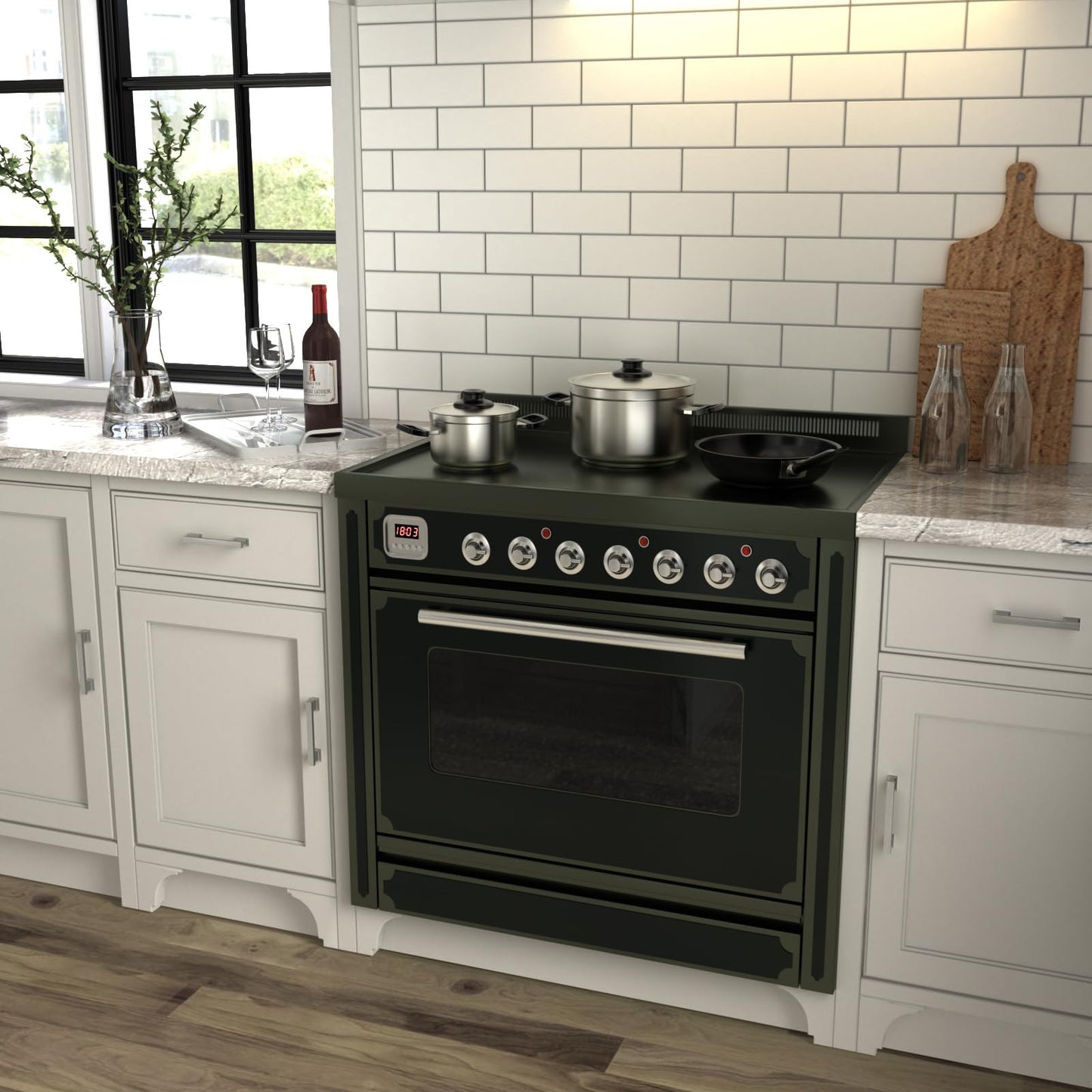Cabinet Pulls Black & Silver Solid Aluminum Alloy Kitchen Handles