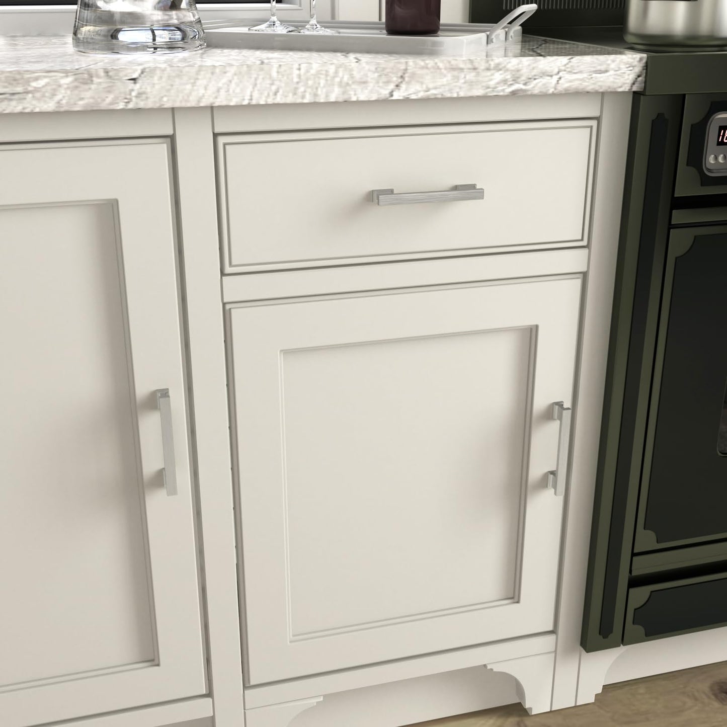 Cabinet Pulls Black & Silver Solid Aluminum Alloy Kitchen Handles