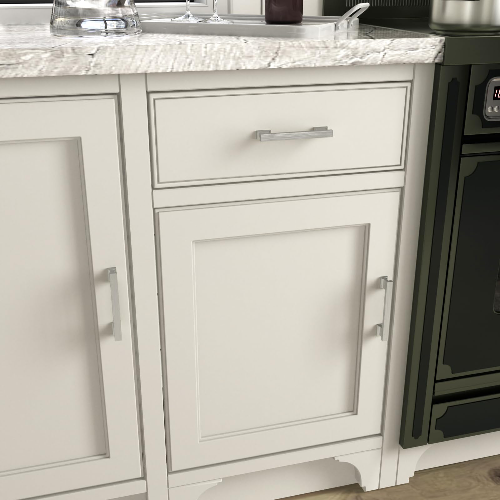 Cabinet Pulls Black & Silver Solid Aluminum Alloy Kitchen Handles