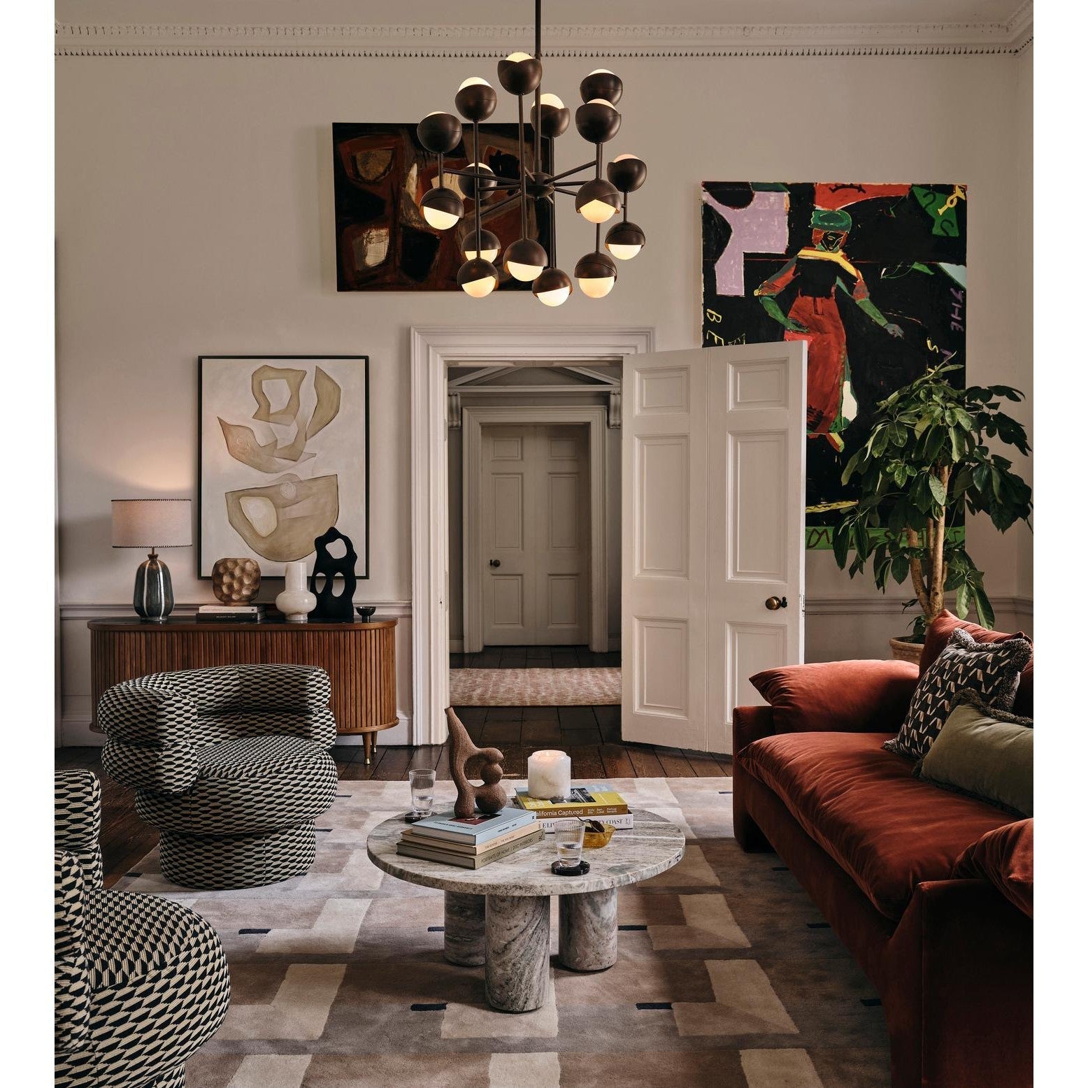 Seed Chandelier, Blackened Brass