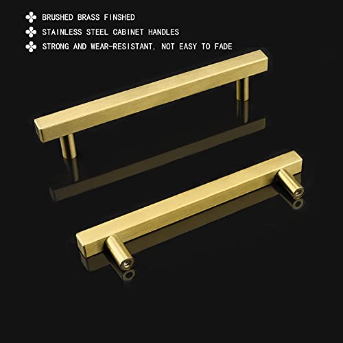 Square Brushed Gold Cabinet Pulls  For Kitchen
