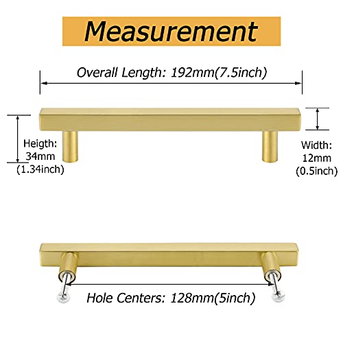 Square Brushed Gold Cabinet Pulls  For Kitchen