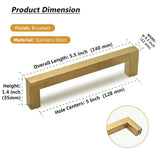 Brushed Brass Kitchen Handles Square Drawer Pulls