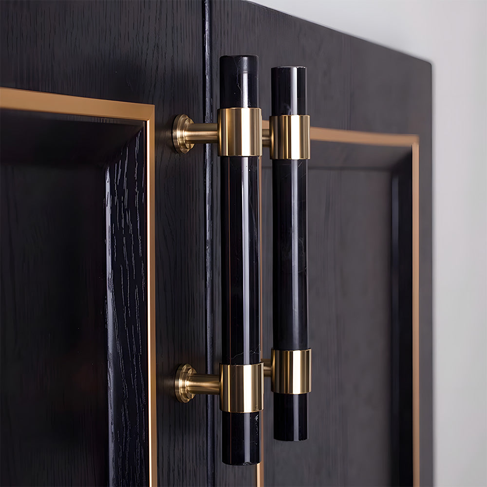 French Crystal Marble Brass Cabinet Drawer Handle