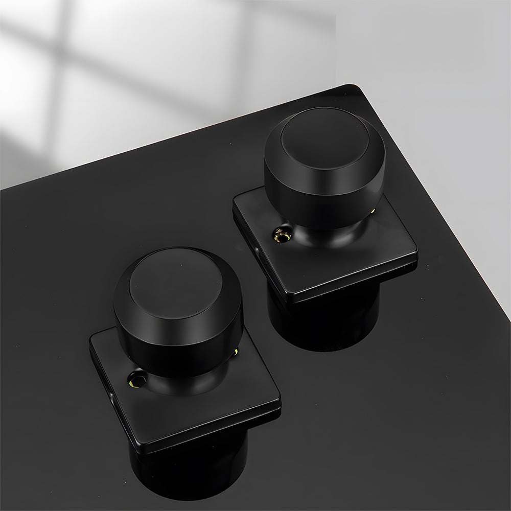 Black Simple Round Dummy Door Knob for French Doors