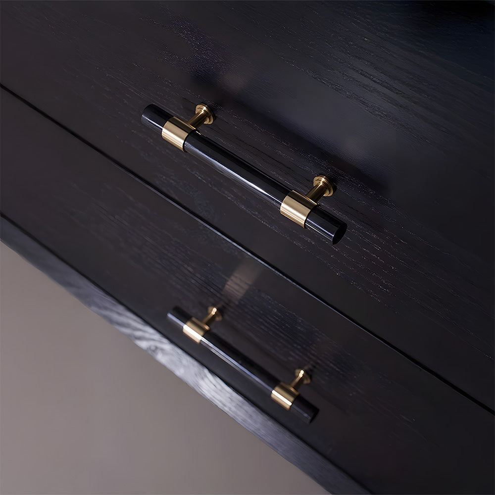 French Crystal Marble Brass Cabinet Drawer Handle