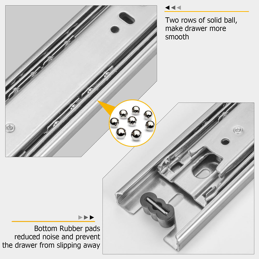 Short Side Mount Full Extension Silver Drawer Slides for Small Drawers