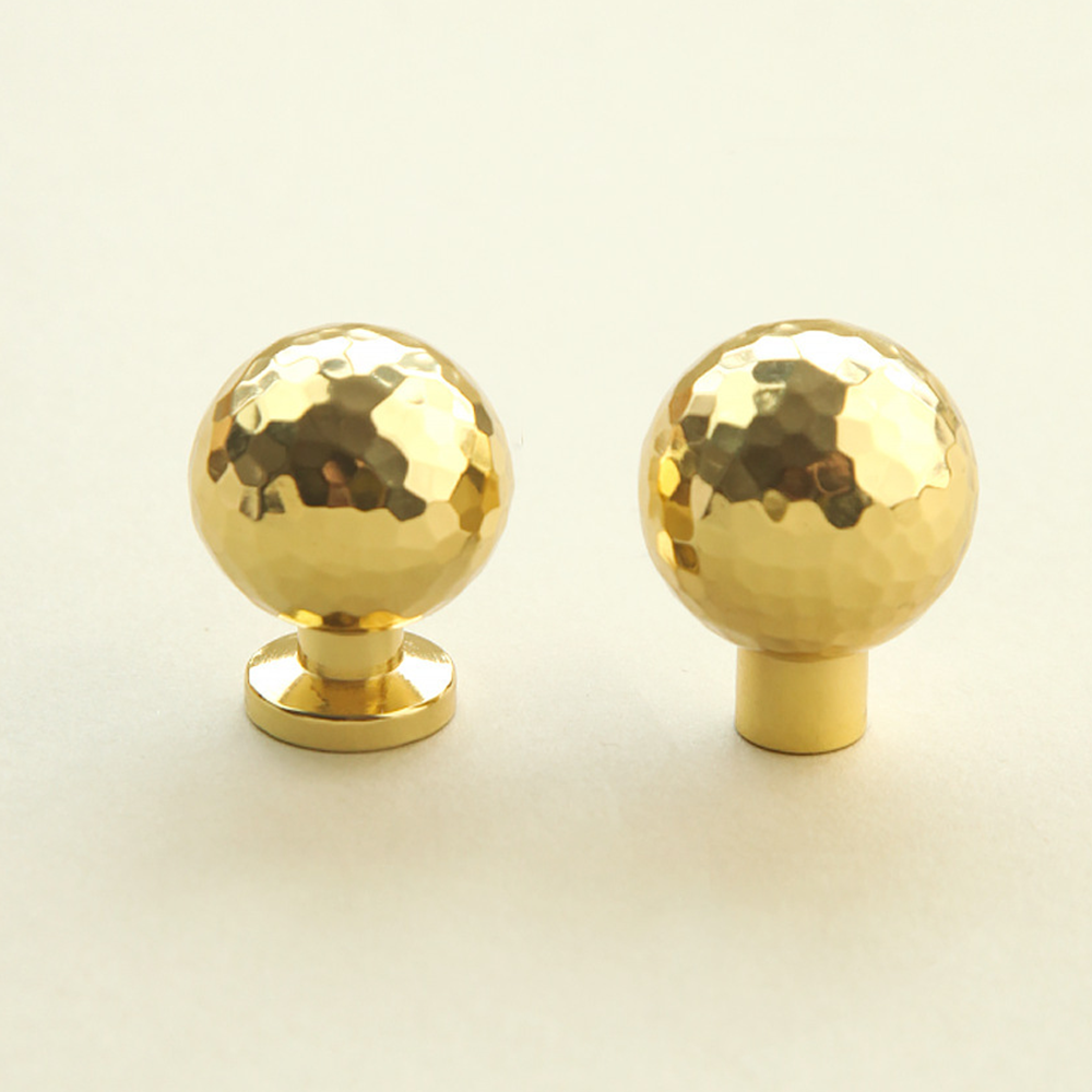 Modern Single Hole Gold Hammer Pattern Cabinet Knobs