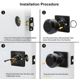Black Simple Round Passage Door Knob for Hallway