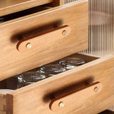 Rustic Long Beech Finish Wooden Drawer Pulls