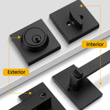 Square Contemporary Entry Door Handleset with Deadbolt