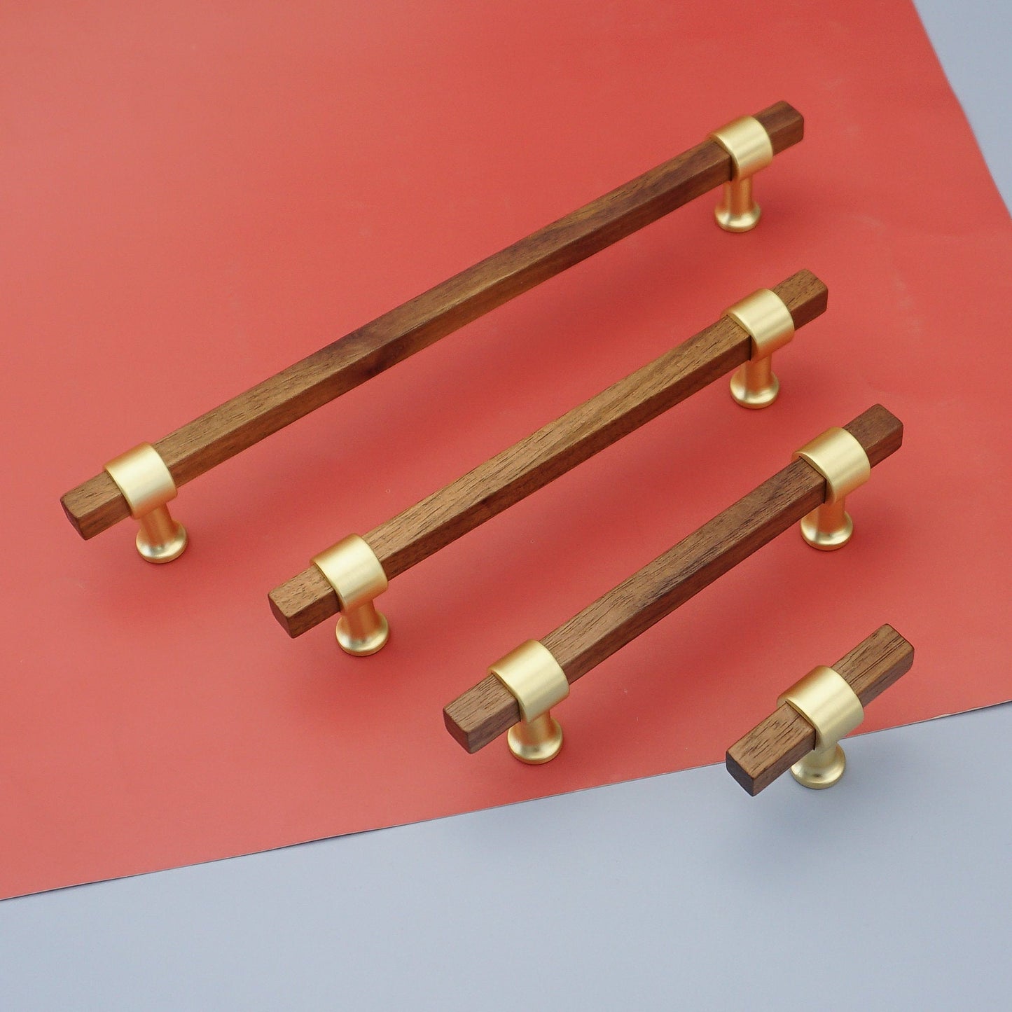 Black Walnut Square Cabinet Handles Beech Wood Drawer Pulls