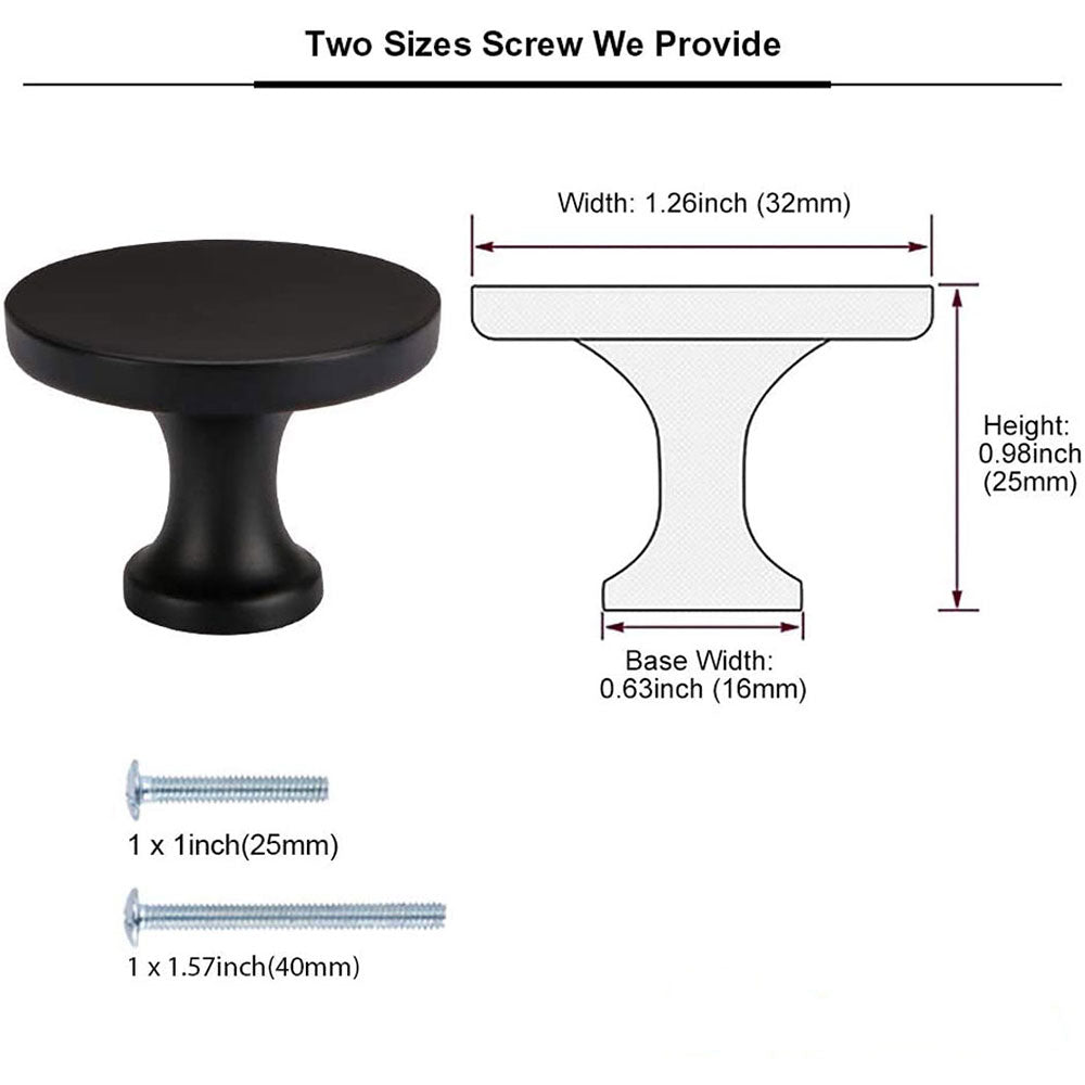 Matte Black Round Cabinet Knobs for Bathroom
