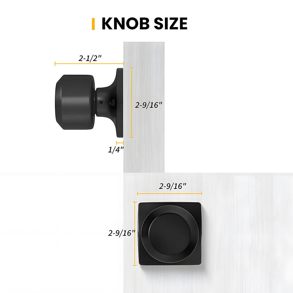 Black Simple Round Dummy Door Knob for French Doors