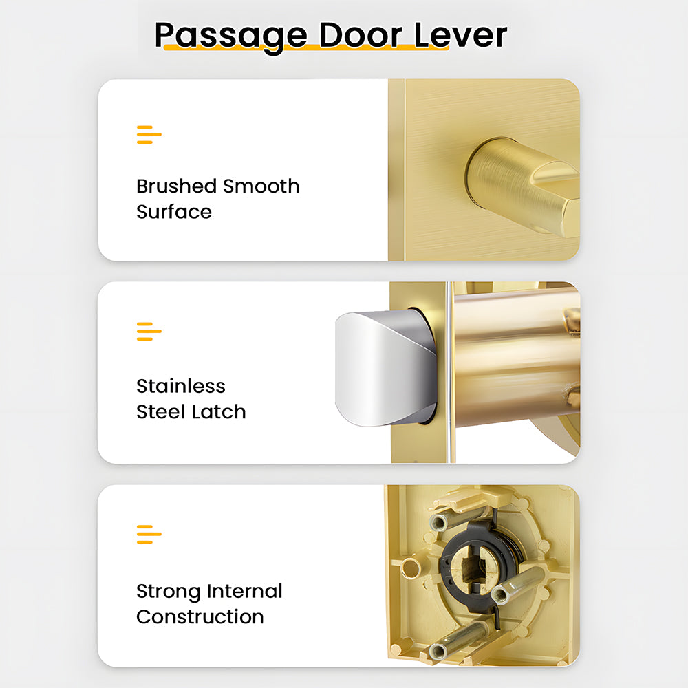 Brushed Gold Decorative Interior Door Lever Door Handle