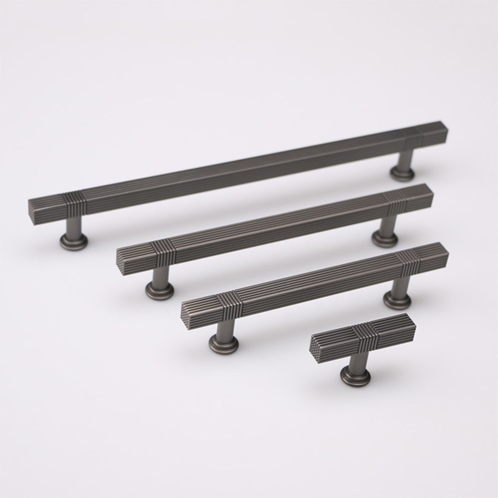 Modern Solid Thickened Zinc Alloy Square Stripe Cabinet and Drawer Handles