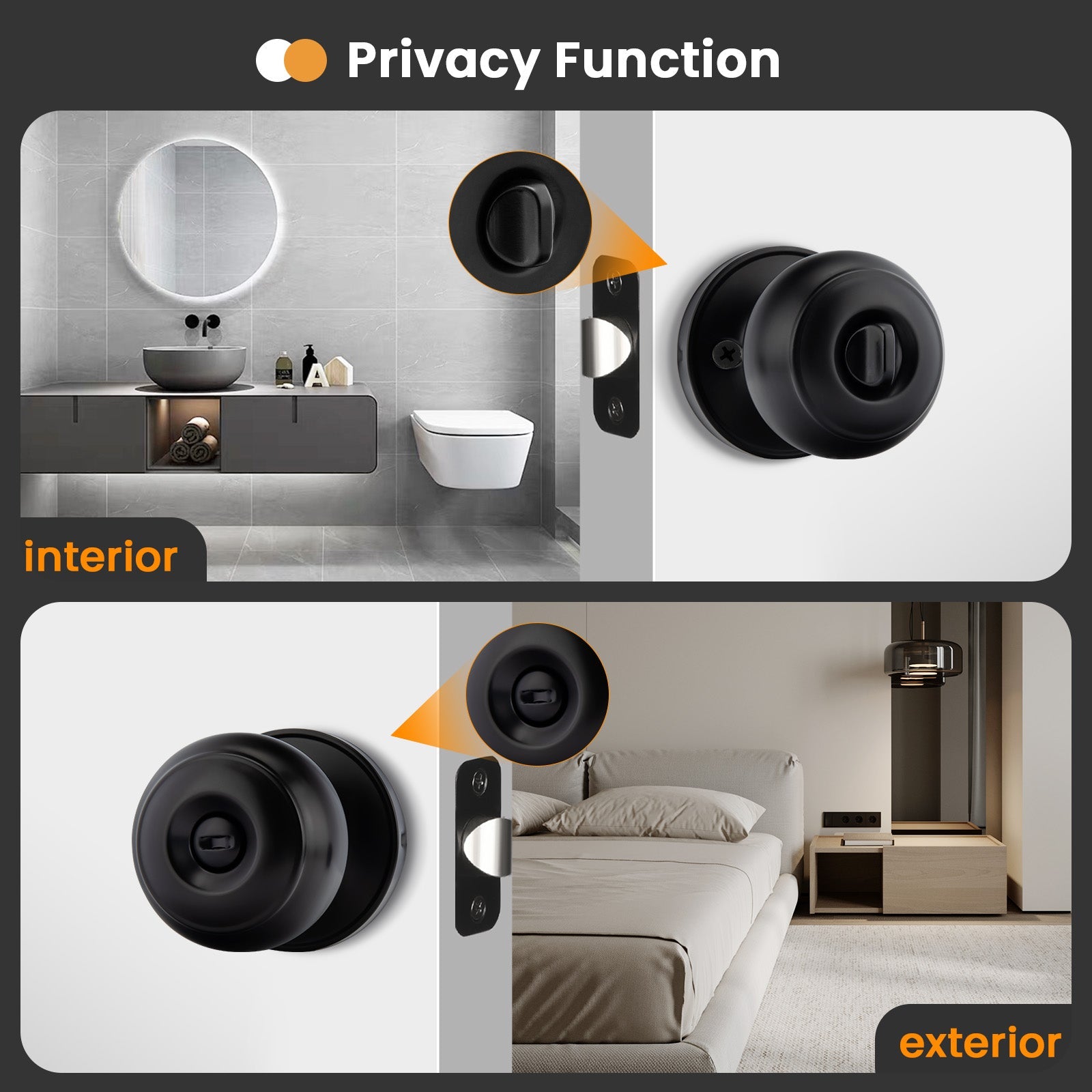 Bedroom Interior Keyless Privacy Door Knob