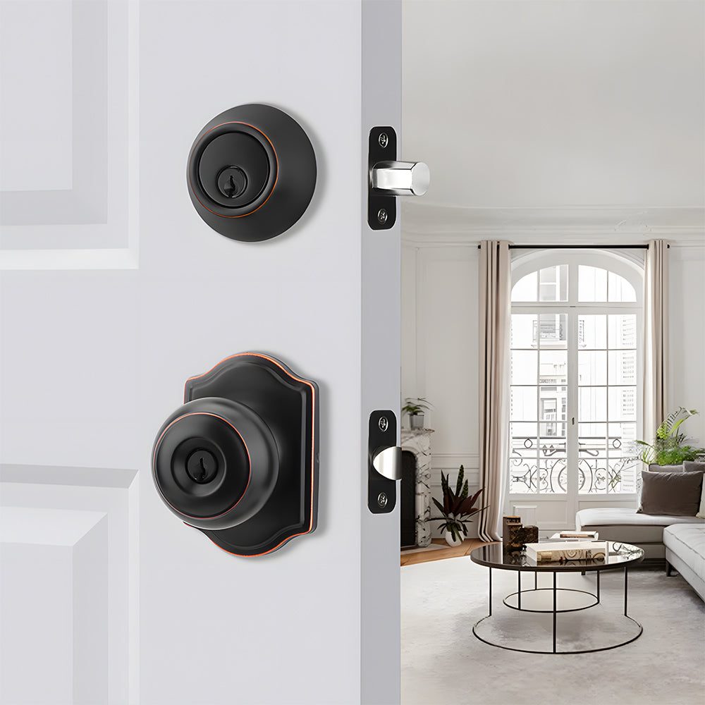 Keyed Entry Front Door Knob Set with Deadbolt