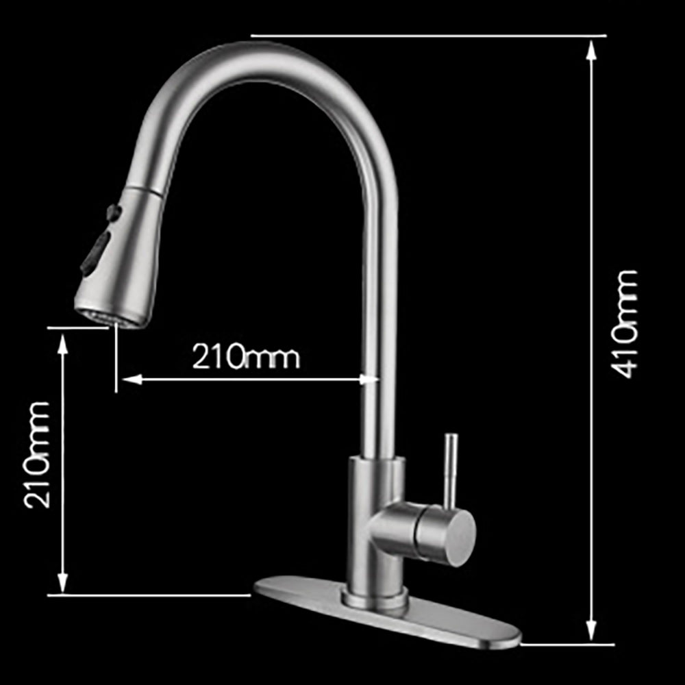 Brushed Nickel Stainless Steel Kitchen Faucet with Pull Down Sprayer