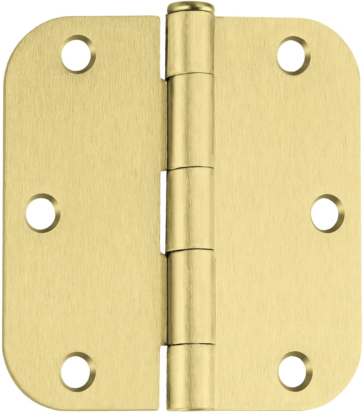 3.5 x 3.5'' Inch Satin Brass Door Hinges with 5/8'' Radius Corners