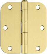 3.5 x 3.5'' Inch Satin Brass Door Hinges with 5/8'' Radius Corners