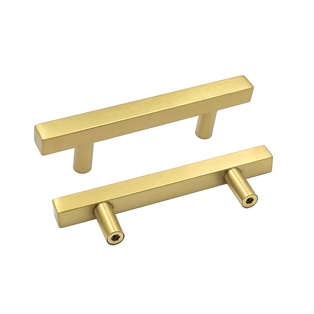 Square Brushed Gold Cabinet Pulls  For Kitchen