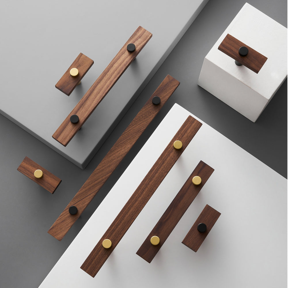 Stylish and Durable Walnut Brass Cabinet Handles