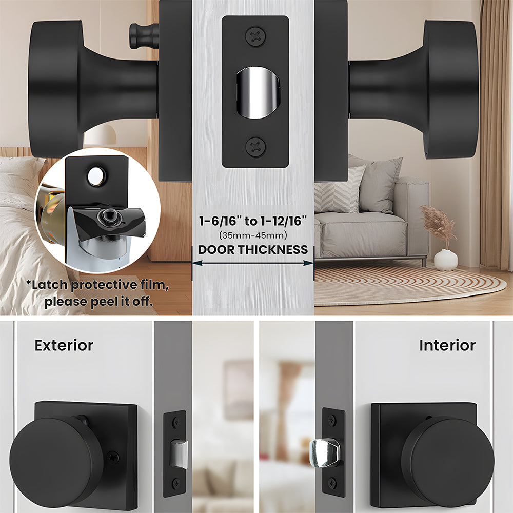Heavy Duty Square Door Knobs for Closet Doors Hallway Bathroom