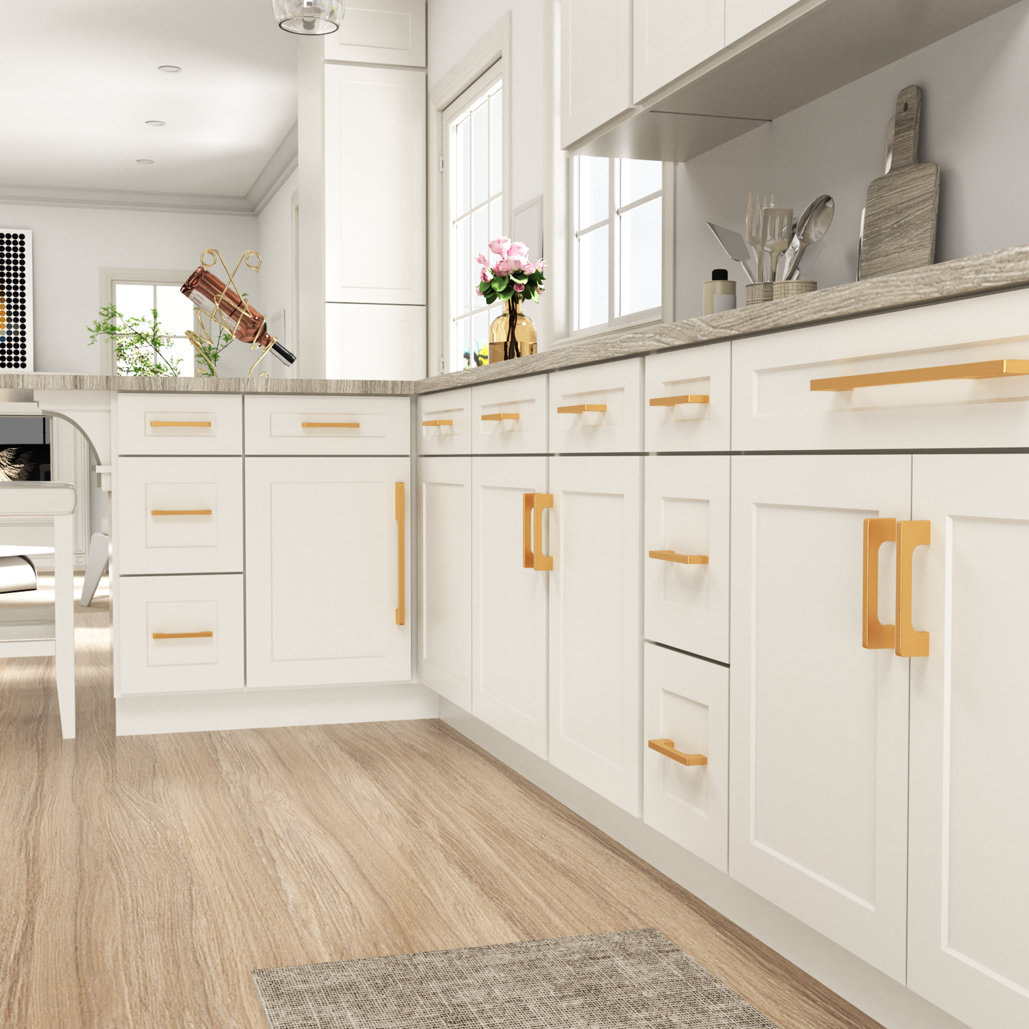Solid Aluminum Alloy Modern Slimline Gold Cabinet and Drawer Handles
