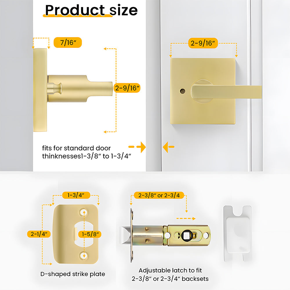 Brushed Gold Decorative Interior Door Lever Door Handle