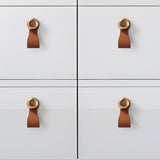 Modern Zinc Alloy Leather Cabinet Drawer Handles and Knobs
