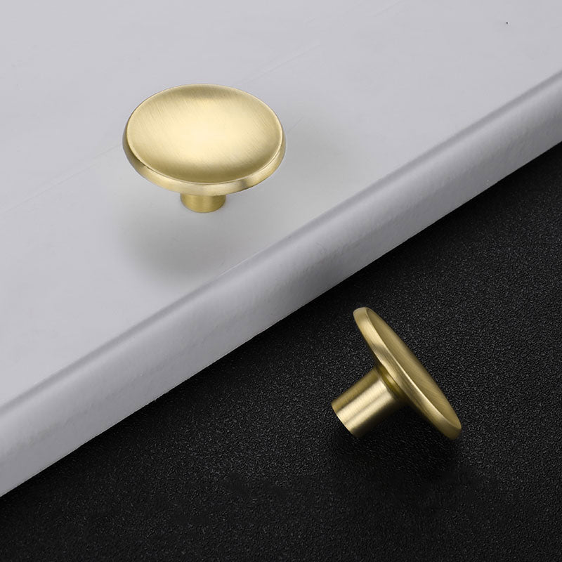 Brushed Brass Round Solid Drawer Knobs for Kitchen