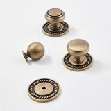 Vintage Bronze Solid Brass Single Hole Cabinet Knob with Backplate