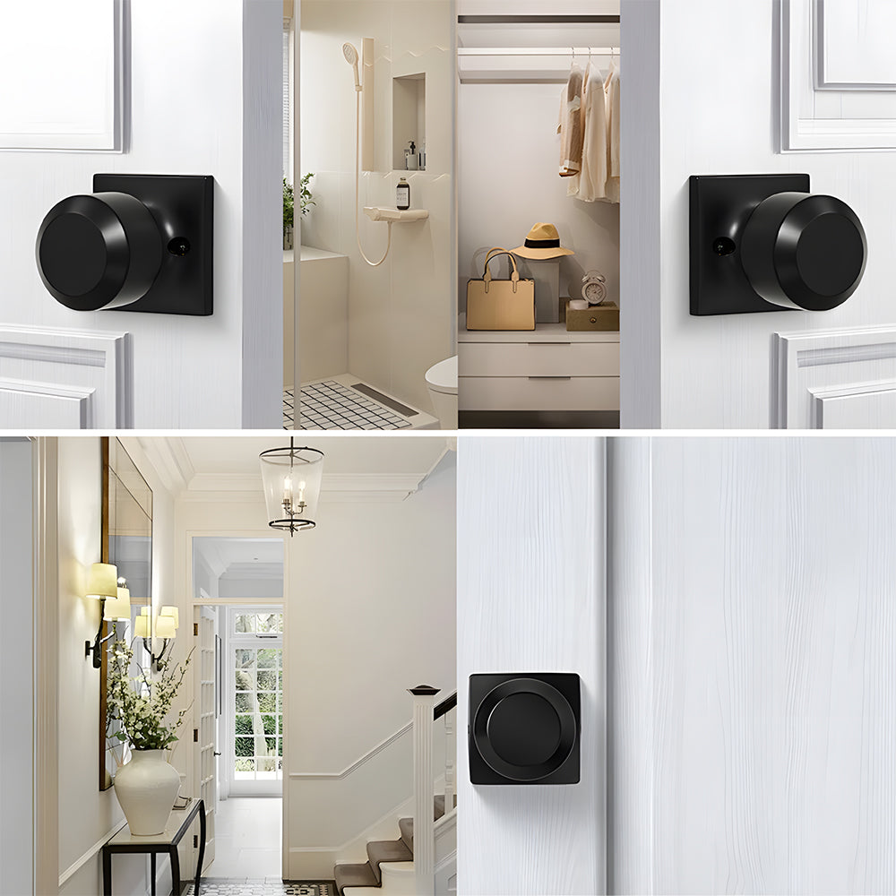 Black Simple Round Dummy Door Knob for French Doors