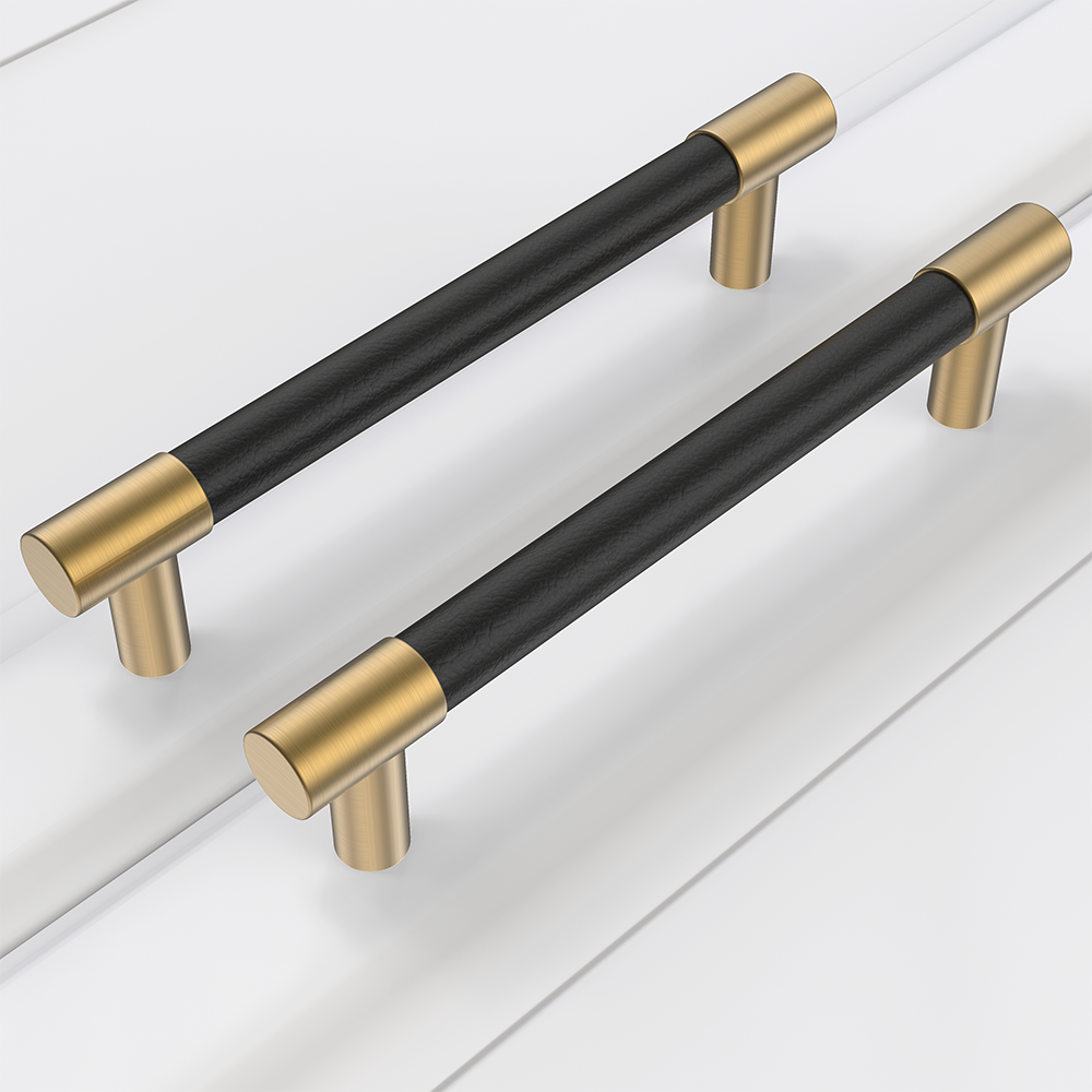 Colorful Brass Leather Cabinet Dresser Drawer Pulls
