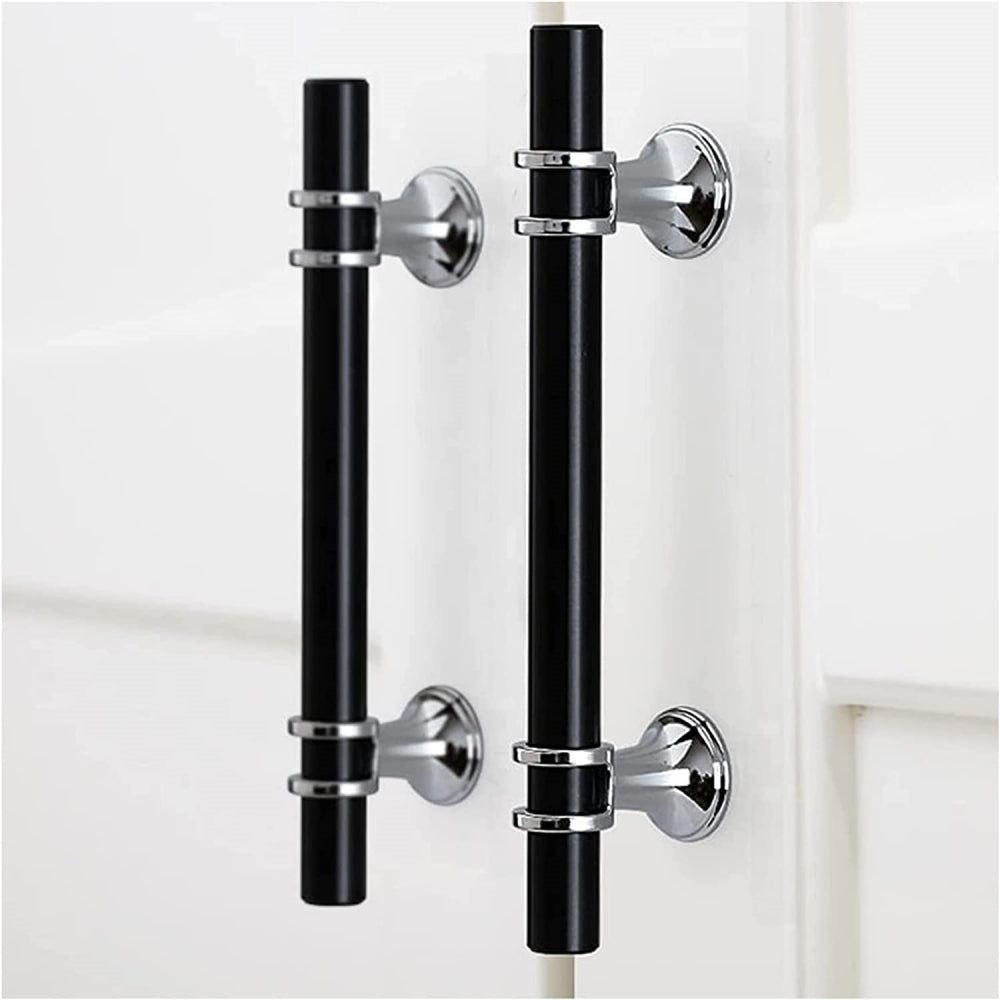 Brushed Nickel & Black Cabinet Pulls Solid Modern Drawer Pulls