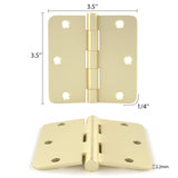 Brushed Gold 3-1/2'' with 1/4'' Radius Corners Interior Door Hinges