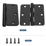 Matte Black 3.5 inch with 5/8 Radius Corners Hinges for Doors Interior