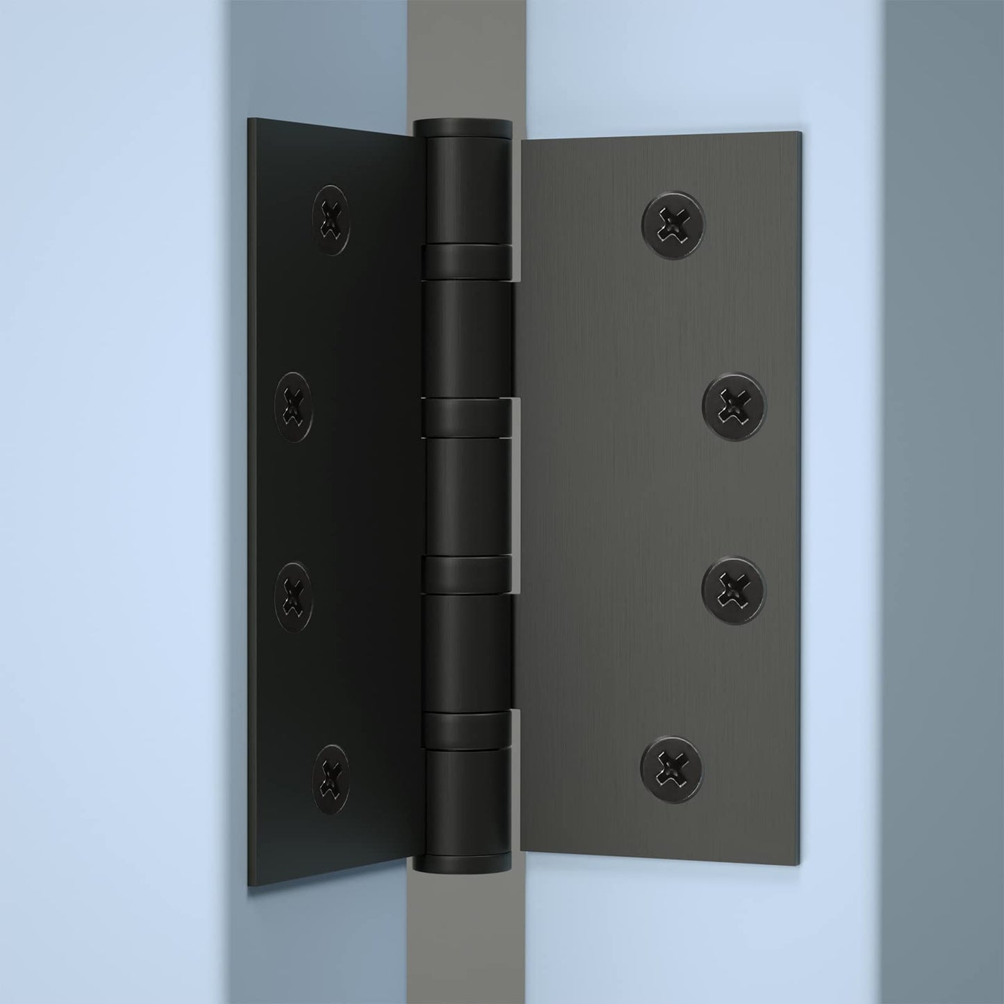 Matte Black 4in x 4in Ball Bearing with Square Corners Door Hinges for Exterior Doors